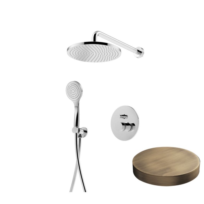 Внешняя часть для встраиваемого смесителя для душа с дивертером на 2 выхода, Giulini My ring deluxe, бронза матовая арт. MR0013KBEPDLBROP