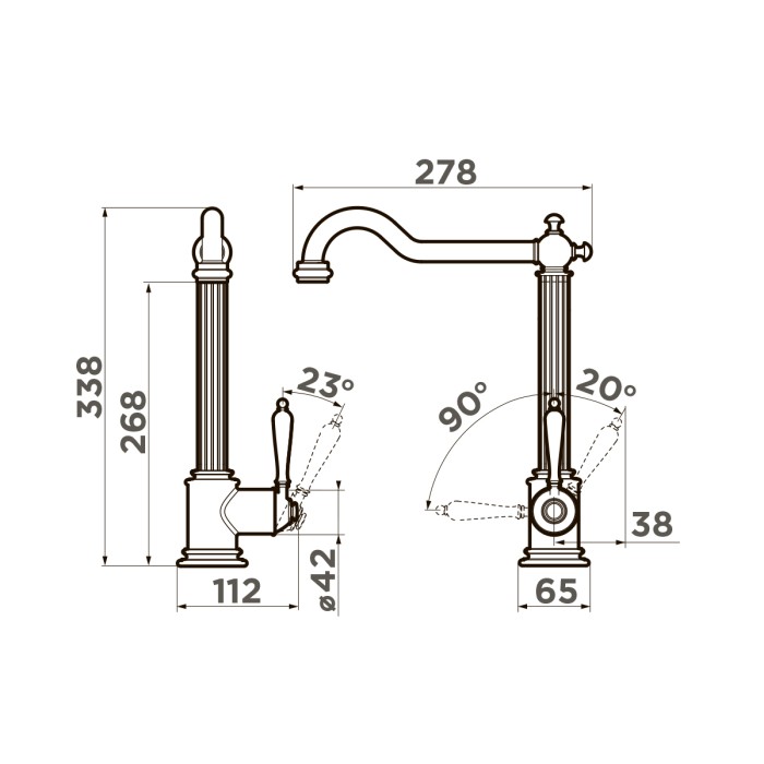 Смеситель для кухни Omoikiri Toshima-AB-022 латунь, цвет античная латунь арт. 4994324