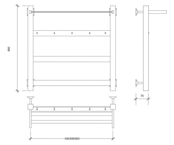 Полотенцесушитель водяной 60x60 Комано 1 КСП (хром) Secado арт. 4603777481704