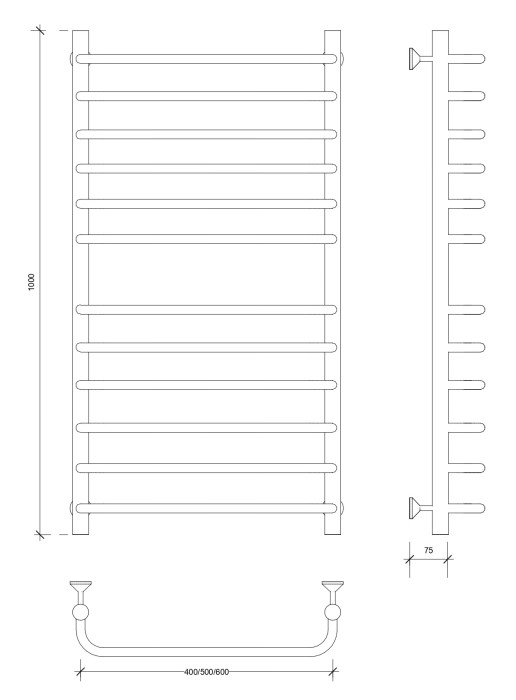 Полотенцесушитель водяной 100x60 Мерида 4 (хром) Secado арт. 4603777445799