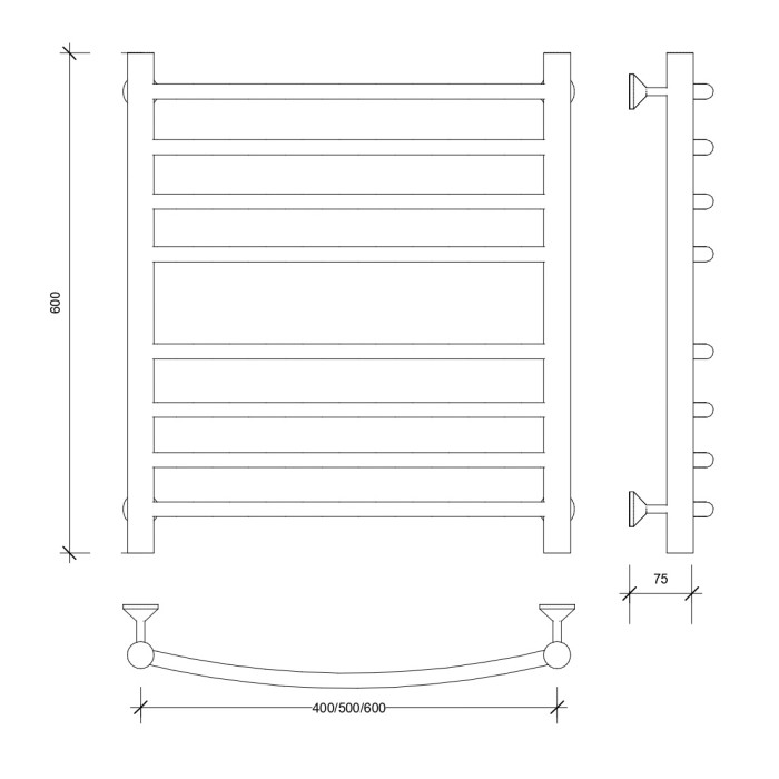Полотенцесушитель водяной 60x40 Милан 4 (хром) Secado арт. 4603777445027