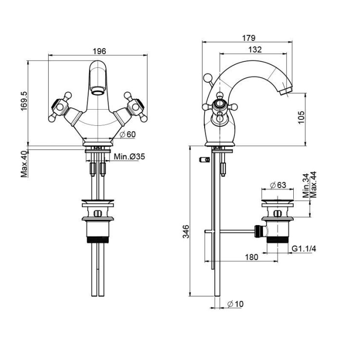 Fima Carlo Frattini Cмеситель на раковину на 1 отверстие, Elizabeth, F5091/2CR цвет: хром