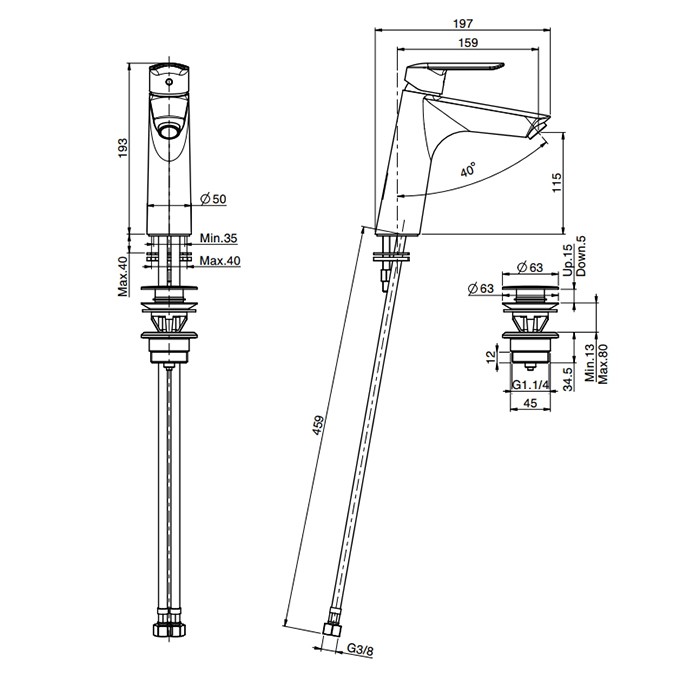 Fima Carlo Frattini Смеситель для раковины, на 1 отв., с донным клапаном, Spot, F3001LNS.1.ES цвет: хром