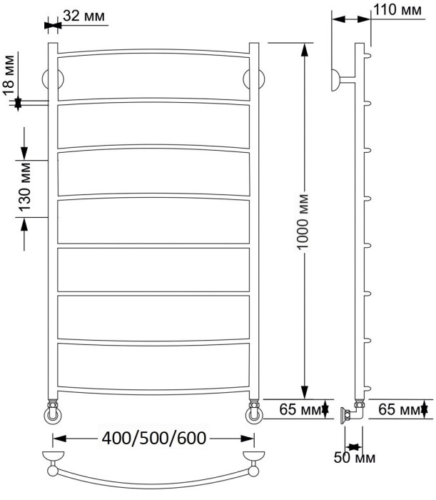 Полотенцесушитель водяной латунный  Милан 1 (бронза) Secado арт. 4603777476960