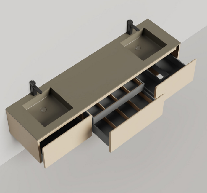 Подвесная тумба domino 2000, эмаль, для двух встраиваемых раковин, гладкий, Salini арт. 27D120DIN