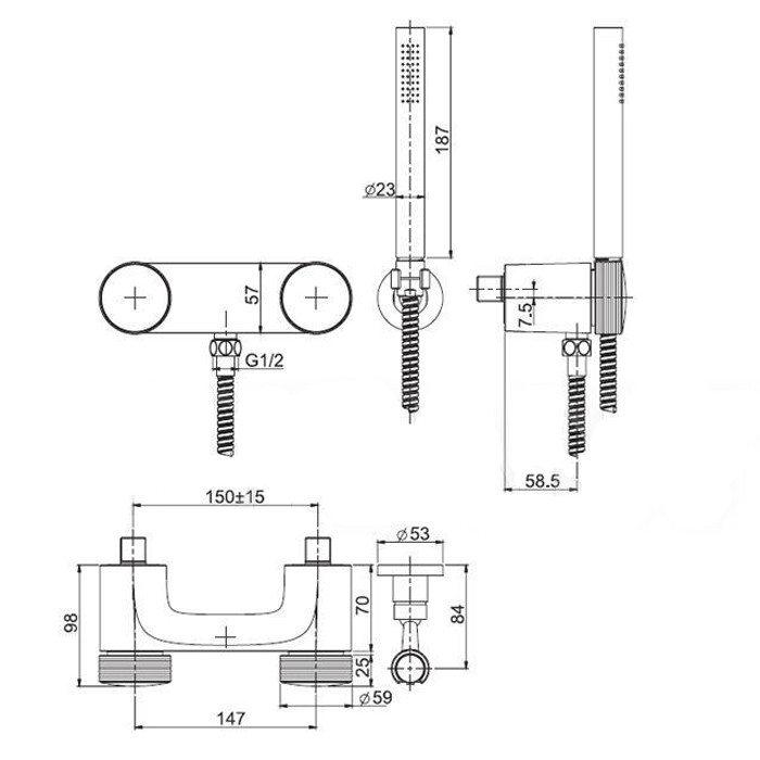 Fima Carlo Frattini Смеситель для душа внешнего монтажа с душевым комплектом, Texture Collection, F5605HCR цвет: хром