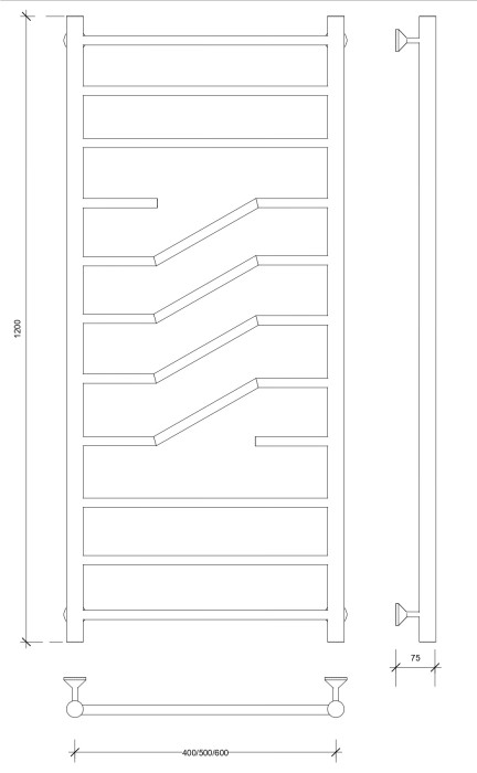 Полотенцесушитель водяной 120x50 Риволи (черный) Secado арт. 4673739228302