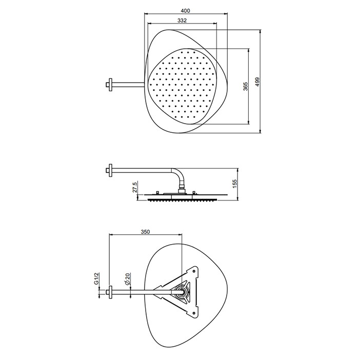 Fima Carlo Frattini Верхний душ 49х40см., настенный, Cloud, Soffioni, F2650NNS цвет: чёрный