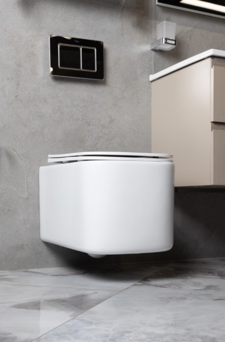 Унитаз подвесной, white glossy c крышкой, Boheme Mane - 970-SET-W