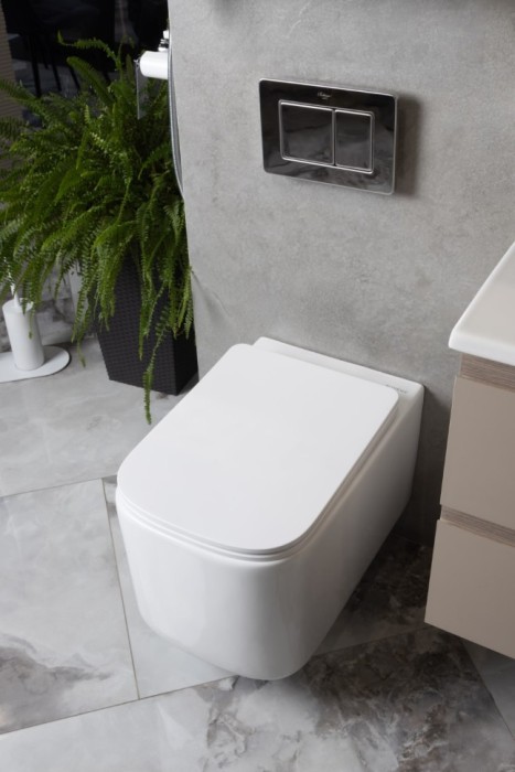 Унитаз подвесной, white glossy c крышкой, Boheme Mane - 970-SET-W