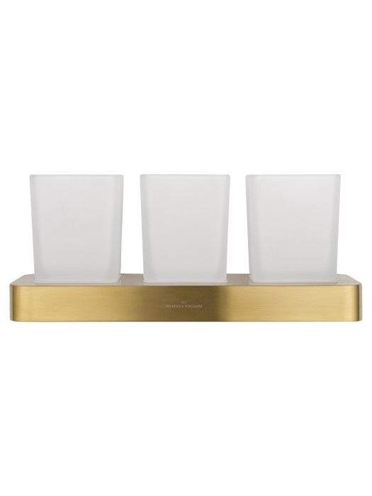 Три стакана для зубных щеток с держателем, Wonzon & Woghand Lotte, WW-8338-BG цвет: золото