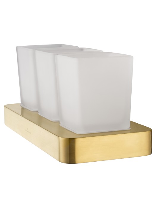 Три стакана для зубных щеток с держателем, Wonzon & Woghand Lotte, WW-8338-BG цвет: золото