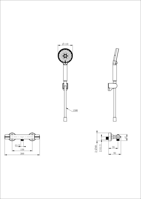 Смеситель для душа с термостатом, Wonzon & Woghand Inn, WW-B2063-A-CR цвет: хром