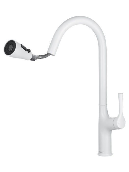 Смеситель для кухни с выдвижным изливом, Wonzon & Woghand, WW-AE54123-MW цвет: белый