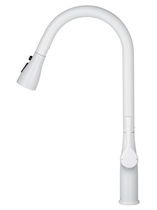 Смеситель для кухни с выдвижным изливом, Wonzon & Woghand, WW-AE54123-MW цвет: белый
