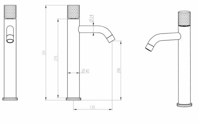 Смеситель для раковины, хром, Stick Boheme 122-CRG