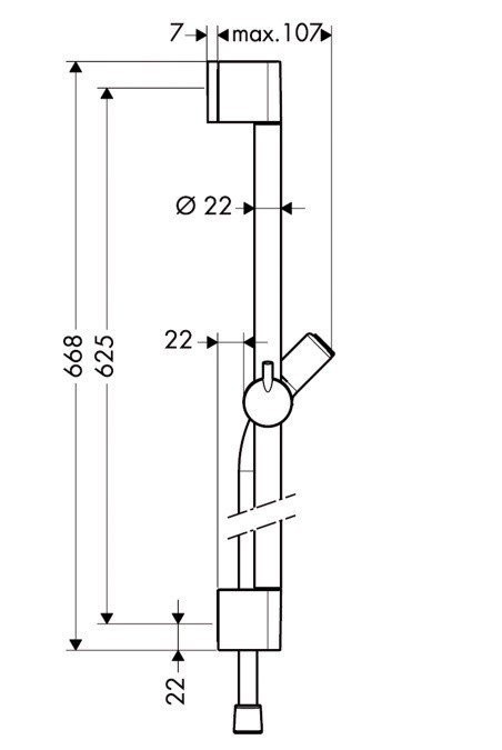 Душевая штанга C 65см со шлангом Unica Hansgrohe, хром арт. 27611000