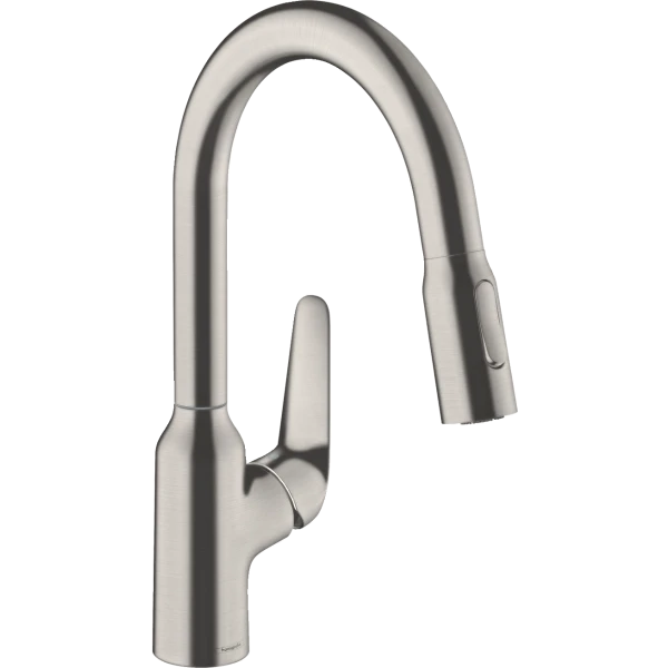 Смеситель для кухни, с вытяжным душем, Hansgrohe Focus M42, нержавеющая сталь арт. 71821800