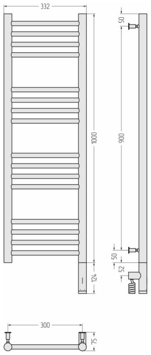 Сунержа Электрический полотенцесушитель 1000x300, Богема 3.0, 051-5805-1030 цвет: состаренная латунь