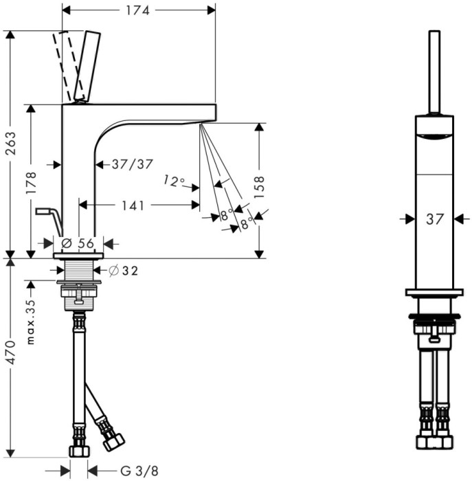 Смеситель для раковины Citterio Axor, полированный черный хром арт. 39031330