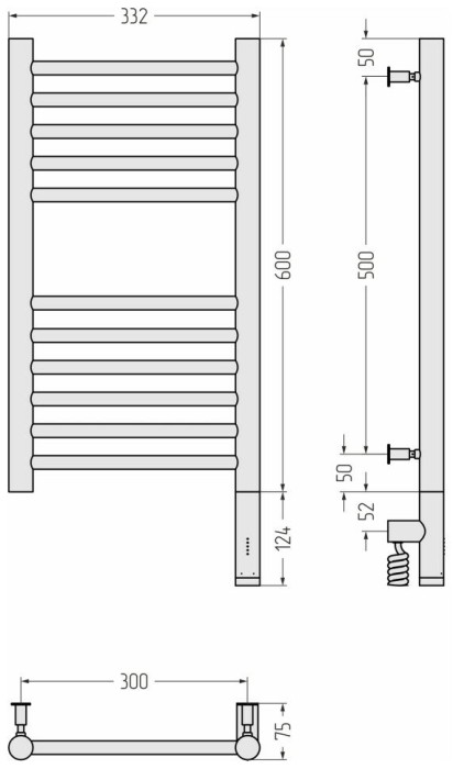 Сунержа Электрический полотенцесушитель 600x300, Богема 3.0, 03-5805-6030 цвет: золото