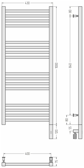 Сунержа Электрический полотенцесушитель 1000x300, Модус 3.0, 032-5701-1040 цвет: матовое золото