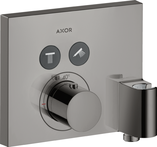 Термостат для душа со шланговым подключением и держателем душа ShowerSelect Axor, полированный черный хром арт. 36712330