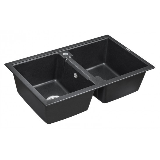 Мойка для кухни гранит 810х500 Paulmark TANDEM 80/2, черный - PM238150-BL
