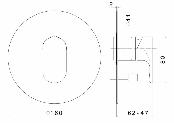 Встроенный однорычажный смеситель для душа с переключателем на 2 потока, Ole Kerama Marazzi, титан - 69470EKM.M0.070