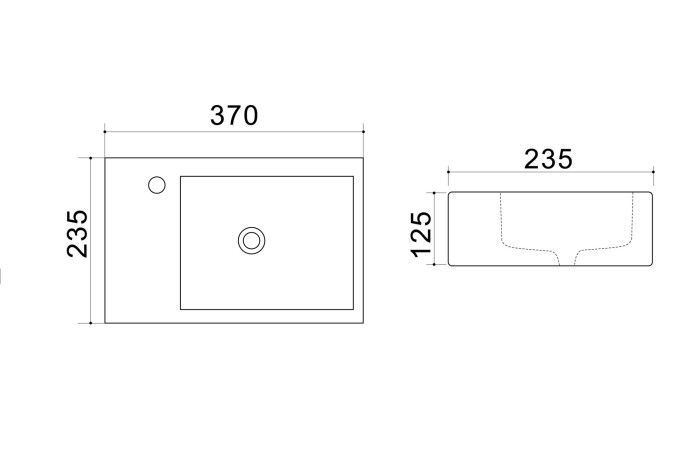 Раковина 37х23,5х12,5 правая, белая, Azario - AZ4331