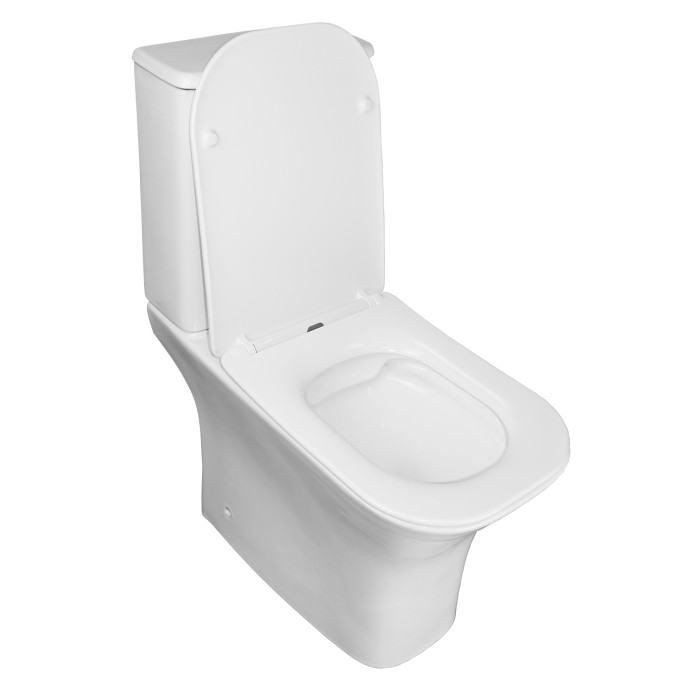 Унитаз напольный 650х340х770 безободковый с бачком и сиденьем микролифт, Azario FRETTA SQUARE арт. AZ-1215 + AZ-1216