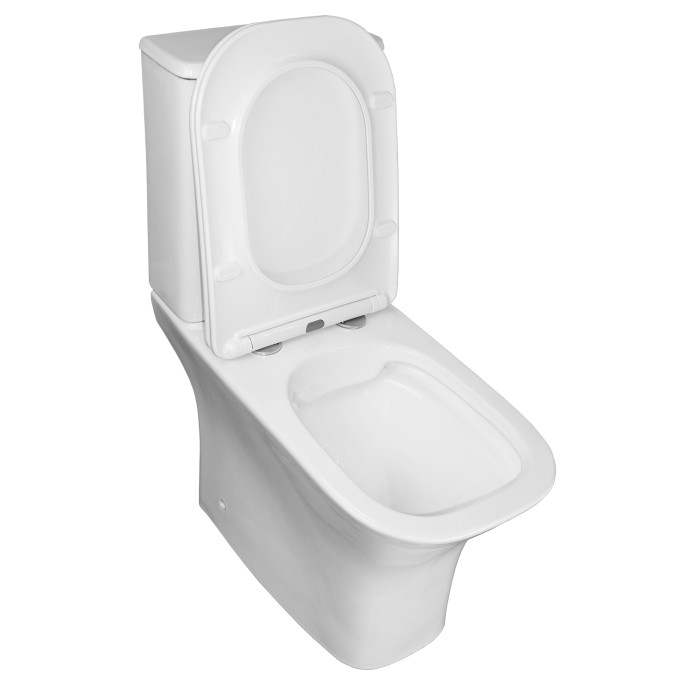 Унитаз напольный 650х340х770 безободковый с бачком и сиденьем микролифт, Azario FRETTA SQUARE арт. AZ-1215 + AZ-1216