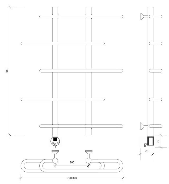 Полотенцесушитель электрический 80x20x70 Венеция 4 Secado арт. 4673739234099