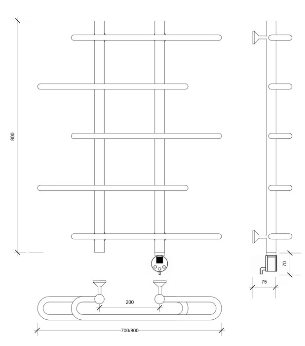Полотенцесушитель электрический 80x20x70 Венеция 4 Secado арт. 4673739234099