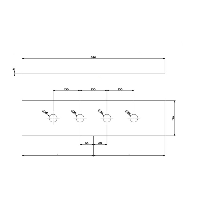 Пластина на 4 отверстия для монтажного бокса, Gessi Bath316, шлифованная сталь арт. 54595#239