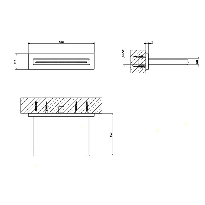 Каскадный излив для душа настенный, для монтажа с удаленным управлением, Gessi Shower316, шлифованная сталь арт. 20293#239