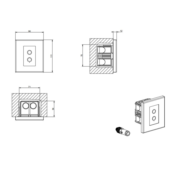 Сенсорная панель для управления хромотерапией, для систем, встраиваемых в потолок, Gessi, RIR5255#299 цвет: черный