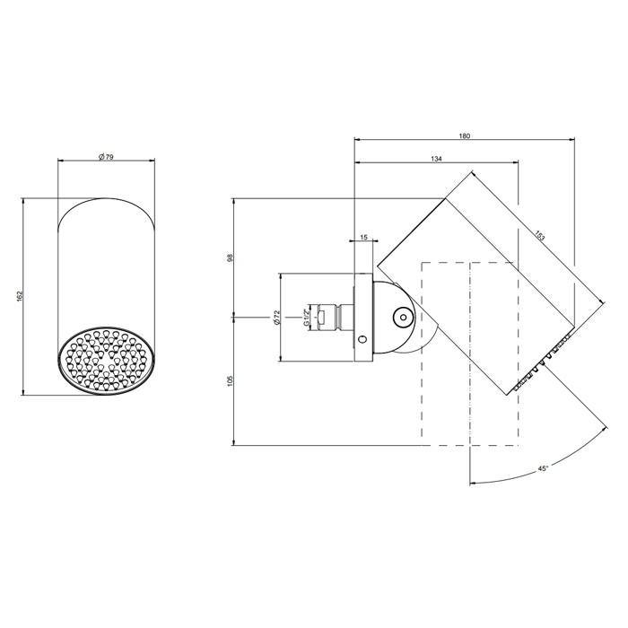 Верхний душ d79 мм., с настенным креплением, тропический ливень, Gessi 316, black metal brushed pvd арт. 57203#707