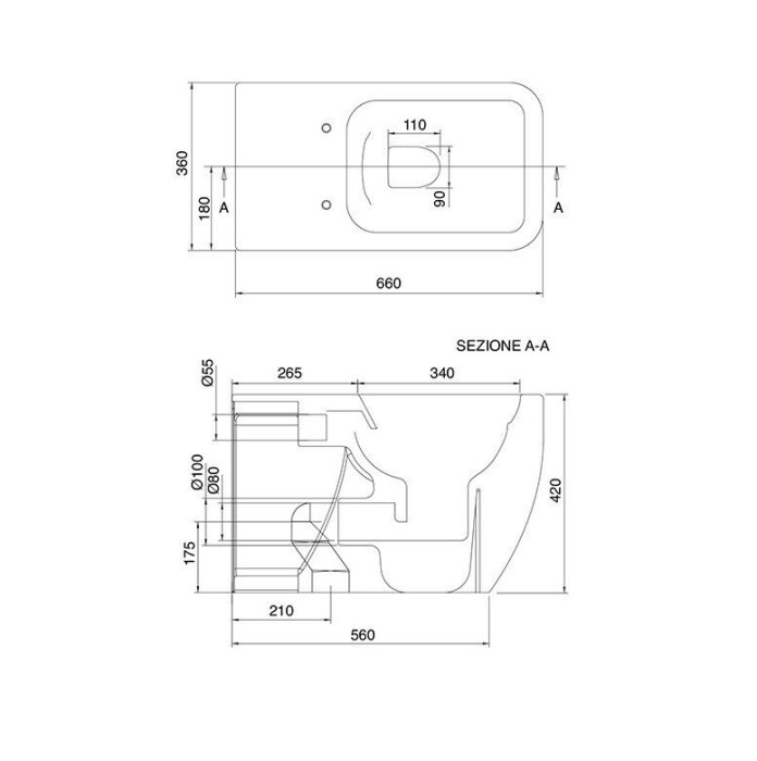 Унитаз-моноблок, цвет белый, Scarabeo TEOREMA 2.0 - 5140/CL