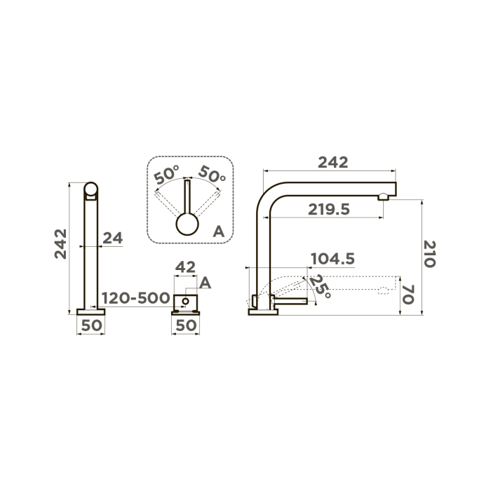 Смеситель для кухни Omoikiri Nara-BN латунь, цвет нержавеющая сталь арт. 4994328
