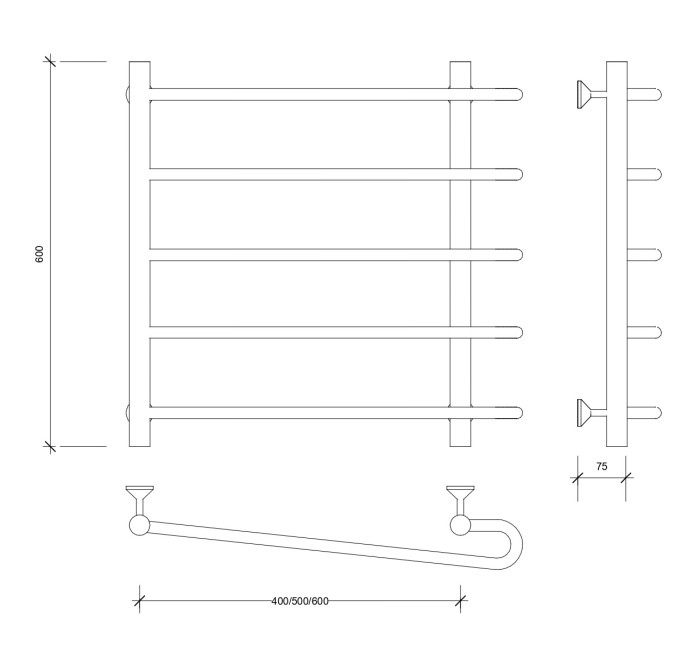Полотенцесушитель водяной 60x60x70 Венеция 2 (хром) Secado арт. 4603777446369