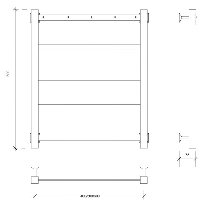 Полотенцесушитель водяной 60x60 Корсико 1 К (хром) Secado арт. 4603777473174