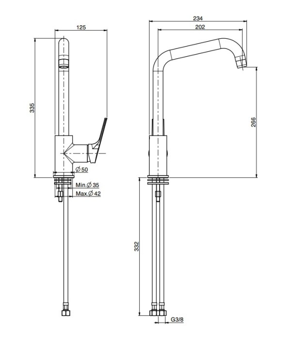 Fima Carlo Frattini Смеситель для кухни с двумя гибкими шлангами 370мм, вращающийся излив, Kitchen, F3767/1RCR цвет: хром