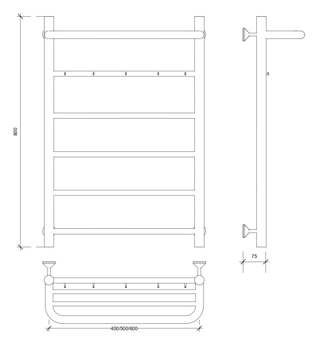 Полотенцесушитель водяной 80x40 Триада 1 КСП (хром) Secado арт. 4603777443337