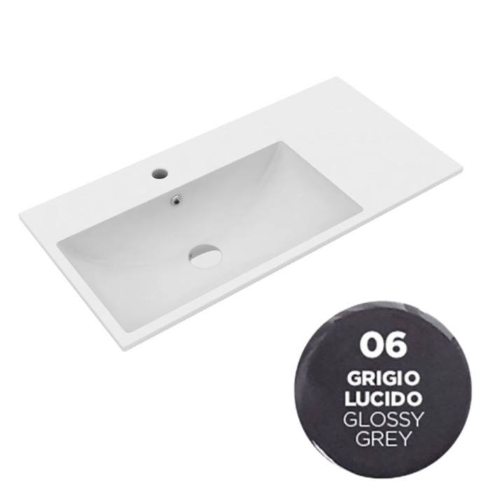 Раковина 75x45 см, с 1 отв. подвесная, встраиваемая, Olympia ceramica Tutto evo, серый глянцевый арт. TUE4875106