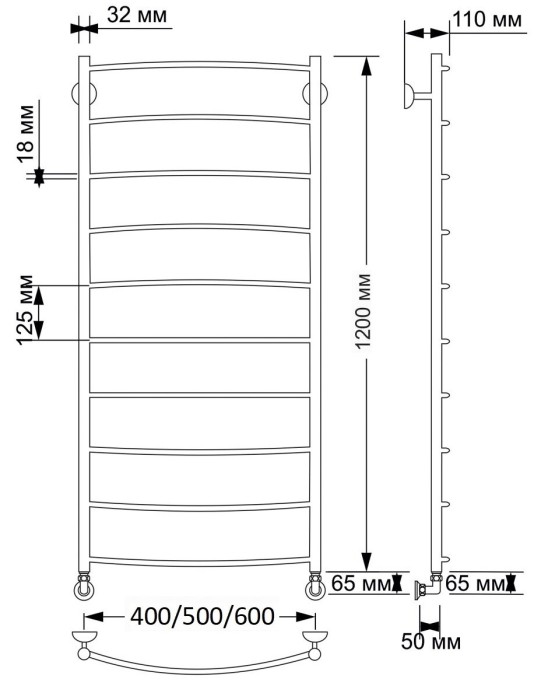 Полотенцесушитель водяной латунный  Милан 1 (бронза) Secado арт. 4603777476977