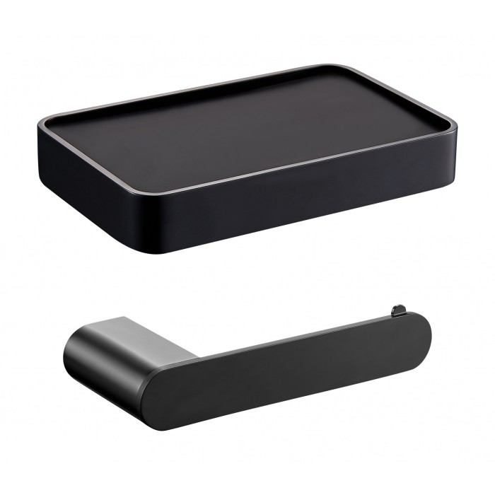 Держатель для туалетной бумаги с полкой, Wonzon &amp; Woghand Carbon, WW-7726 цвет: черный