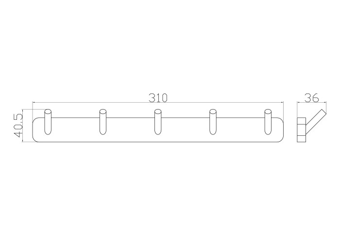 Вешалка с 5 крючками для ванной, Wonzon & Woghand Still, WW-6655 цвет: хром