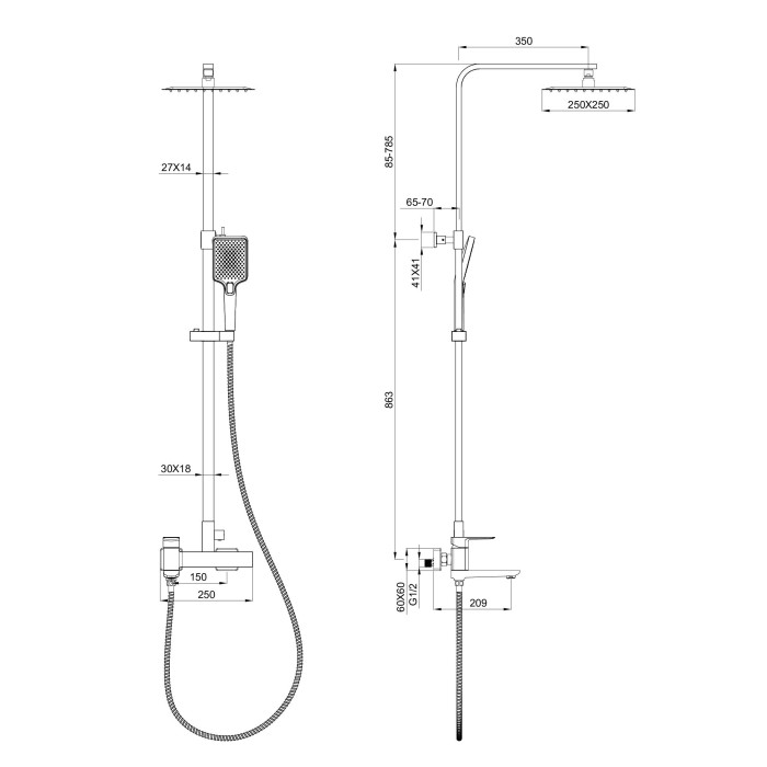 Душевая система, Wonzon & Woghand Edge, WW-88739003-CR цвет: хром