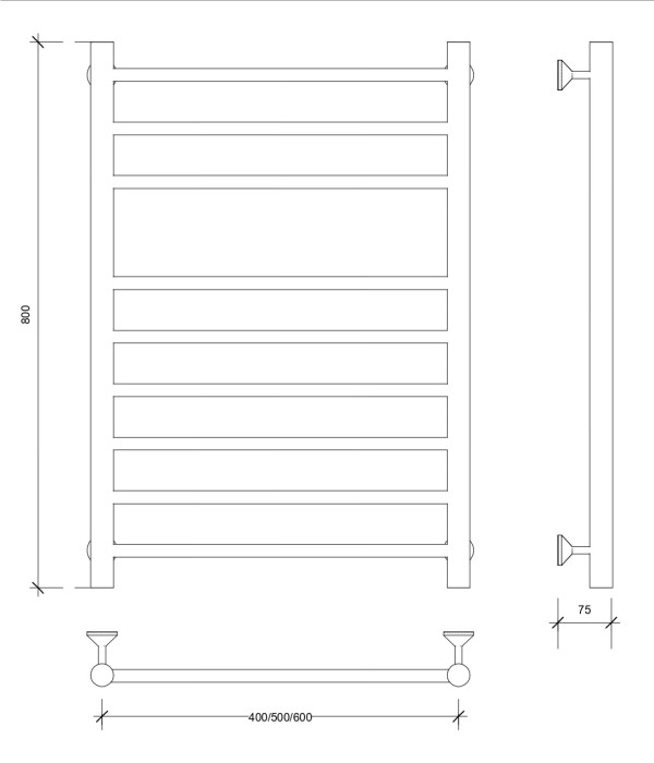 Полотенцесушитель водяной 80x50 Триада 5 (черный) Secado арт. 4673739229323
